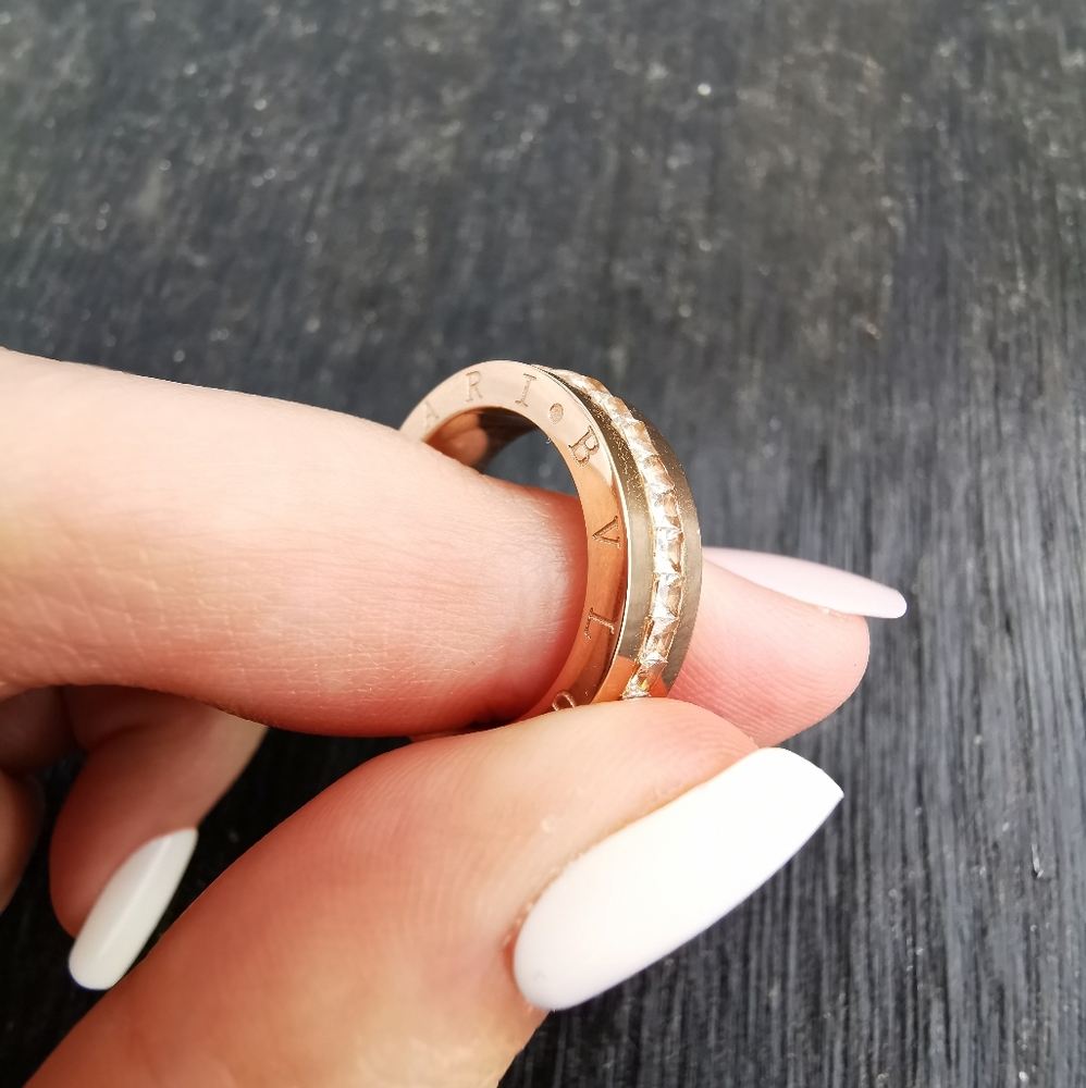 Bvlgari Rose Gold Paved Diamond Ring
